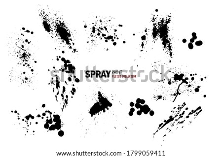 Set of black ink splashes isolated on white background, grunge ink drops, stains and drops, black paint splashes, vector.