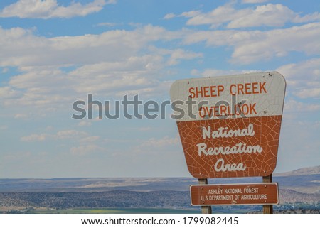 The Sign for Sheep Creek Overlook at Flaming Gorge National Recreation Area, Utah
