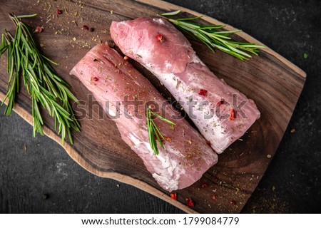Pork tenderloin. Fresh raw meat prepared for cooking. Royalty-Free Stock Photo #1799084779