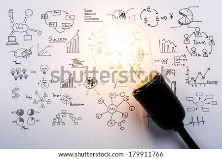 Light bulb with drawing graph