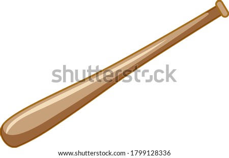 Wood baseball bat cartoon style isolated on white background illustration