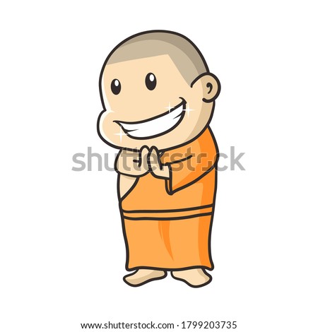 smile buddha monk cartoon illustration