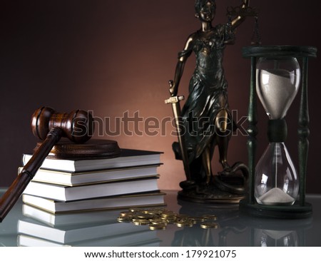 Scales of justice, gavel and books 