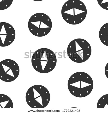 Compass icon in flat style. Navigation equipment vector illustration on white isolated background. Journey direction seamless pattern business concept.