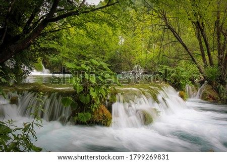A cascade of waterfalls at Plitvice Lakes, UNESCO World Heritage Site, Croatia