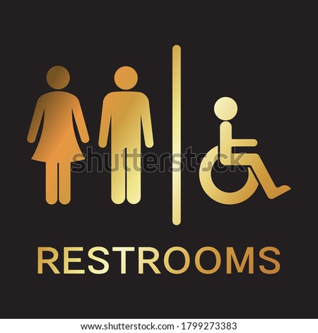 Men and women restroom icon, men and women bathroom gold sign.Toilet vector icon for any use. Vector illustrator.