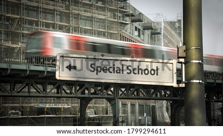Street Sign the Direction Way to SPECIAL SCHOOL