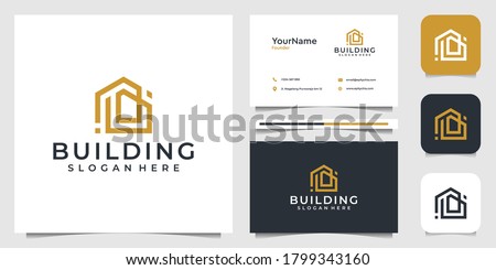 Building logo illustration vector graphic design in line art style. Good for brand, advertising, real estate, construction, house, home, and business card