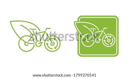 Sustainable transport emblem - migrating transportation from fossil-based energy to other renewable resources - eco-friendly combination of bicycle and leaf