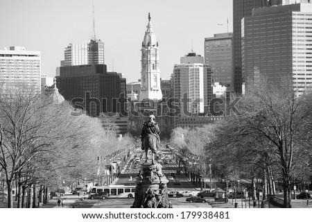 Philadelphia skyline, taken from the art museum