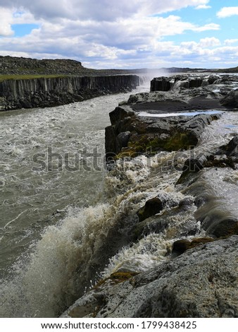 A view of the canyon and selfoss waterfall in northern Iceland.