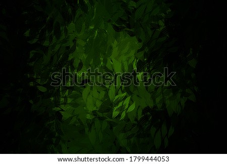 Dark Green vector doodle background with leaves. leaves on elegant natural pattern with gradient. Template for backgrounds of cell phones.