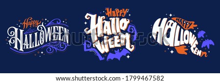 Happy Halloween vector lettering. Holiday lettering for banner. Happy Halloween poster, greeting card, party invitation. Vector illustration.  Royalty-Free Stock Photo #1799467582