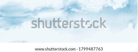 Blue sky and clouds Abstract design with watercolor hand-painted for nature background. Stain artistic vector used as being an element in the decorative design of header, poster, card, or banner.
