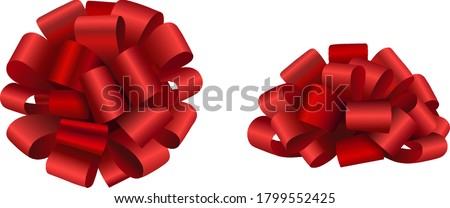 Isolated red bow vecator. Side and top view Royalty-Free Stock Photo #1799552425
