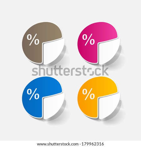 paper sticker: Business pie chart. Isolated illustration icon