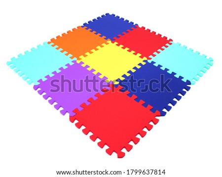 puzzle mat - multicolored soft elements letters and numbers on a white background