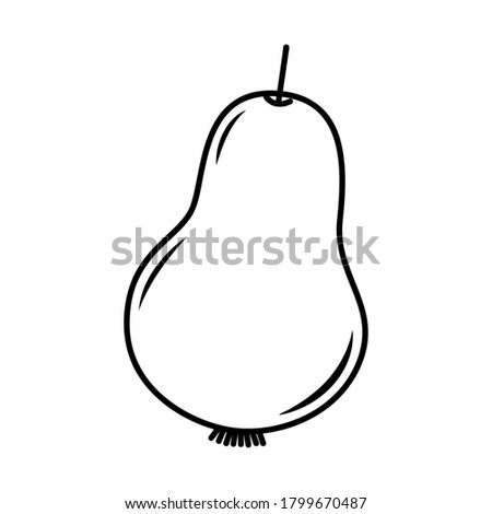 Vector line art pear icon. Isolated fruit silhouette in cartoon style. Fruit pictogram for coloring