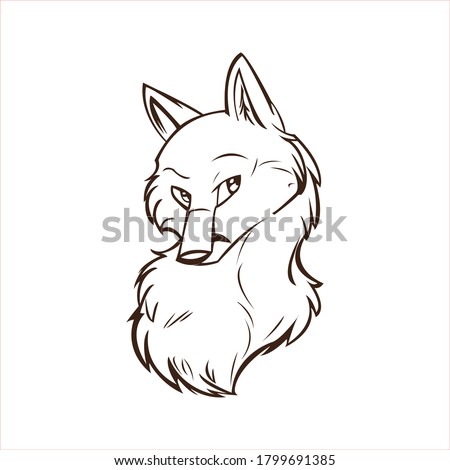 Fox silhouette. Vintage fox face logo emblem template template for business or t-shirt design. Vector wolf Vintage Design Element. fox logo. 