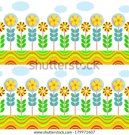 Fashionable modern seamless wallpaper or textile with collection of various flowers isolated on background, vector illustration  