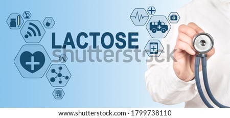 LACTOSE Concept on Interface Touch Screen. Doctor with stethoscope.