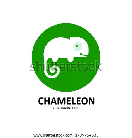 Bright chameleon. Logo. Isolated chameleon on white background. Vector illustration.