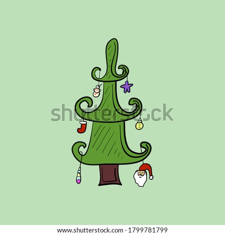 
Christmas tree in hand drawing style, design element, vector illustration for the new year