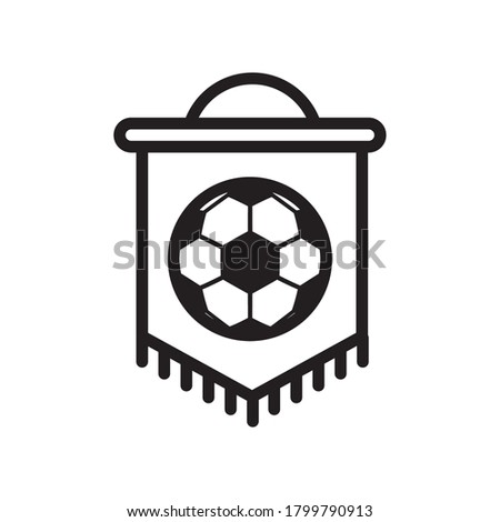 soccer sport balloon in flag hanging line style icon vector illustration design
