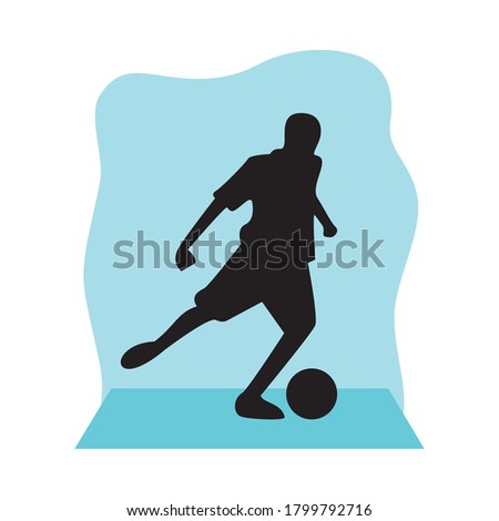 athletic man practicing soccer sport silhouette vector illustration design