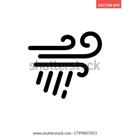 Black single windstorm with rain icon, simple bad weather flat design vector pictogram, infographic vector for app logo web website button banner ui ux interface elements isolated on white background Royalty-Free Stock Photo #1799807053