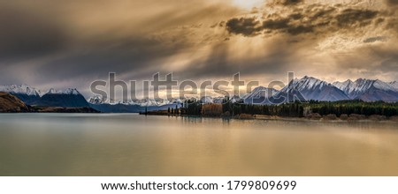 Lake Tekapo panorama in bad weather