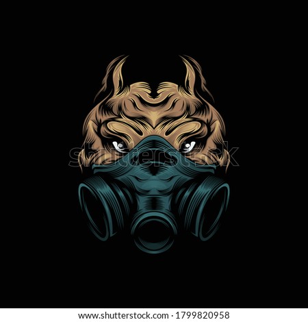 pitbull gas mask mascot illustration