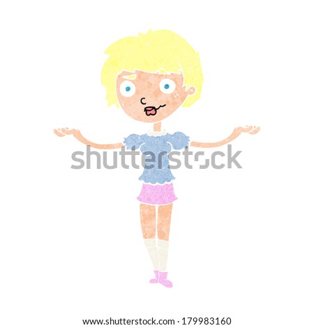 cartoon woman spreading arms