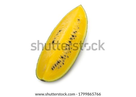 Yellow watermelon isolated on white background. 