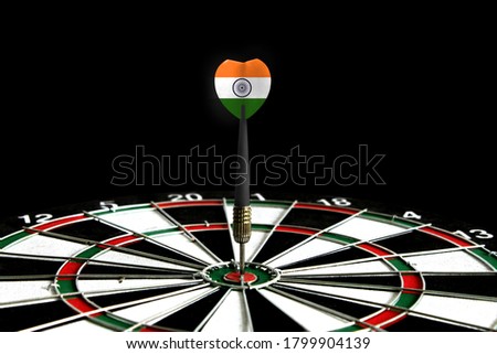 The flag of India is featured on the dart board game, the concept of achieving goals.