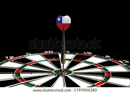 The flag of Chile is featured on the dart board game, the concept of achieving goals.