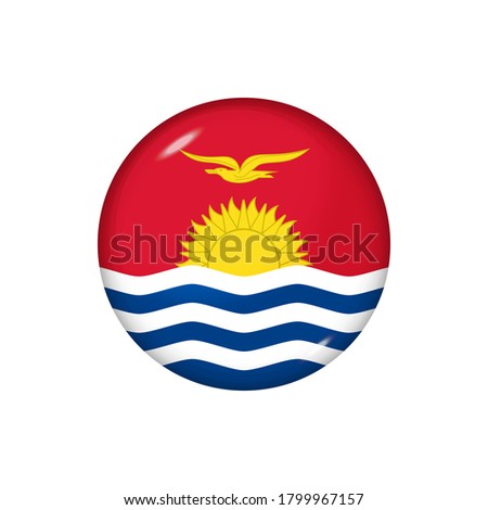 Icon flag of Kiribati . Round glossy flag. Vector illustration. EPS 10