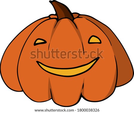 vector colour image of a smiling pumpkin with a face on a transparent background