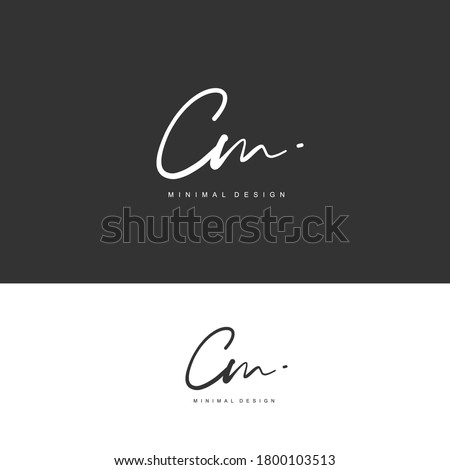 C M CM Initial handwriting or handwritten logo for identity. Logo with signature and hand drawn style.