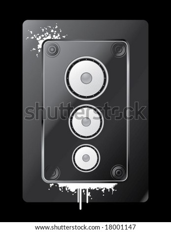 black vector speaker box with grunge effect