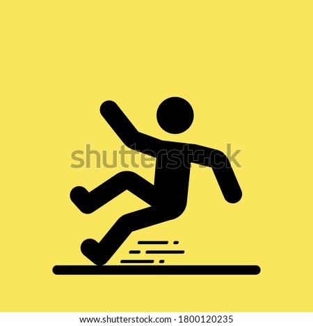 Wet Floor sign, slippery floor icon with falling man in modern rounded style. Isolated vector illustration. Royalty-Free Stock Photo #1800120235