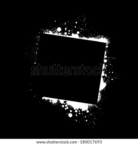 White grunge frame on black background