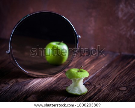 Apple reflecting mirror surrealistic picture abstract vision 