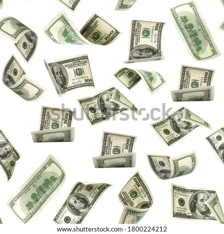 Seamless money pattern. Dollar bill. Washington American cash. Usd money isolated on white background. Royalty-Free Stock Photo #1800224212