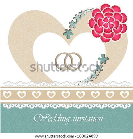 Wedding invitation card with floral elements. Part of a set.