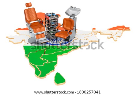 Hairdressing and barber services in India concept. 3D rendering isolated on white background 