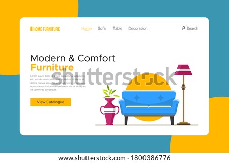 Home furniture landing page background illustration. Suit for sales, business, interior website, and etc.