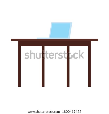 Laptop on desk design, Digital technology and communication theme Vector illustration