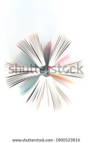 Colored opened  books on white background. Book in circle.