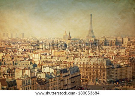 old-fashioned Eiffel Tower paris france -  with space for text or image